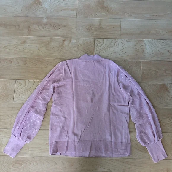 CeCe Clip Dot Chiffon Sleeve Sweater - PINK - Size-  MEDIUM - WOMENS - Picture 7 of 7